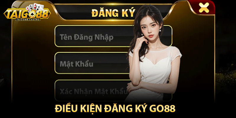 Điện thoại di động hiển thị giao diện đăng ký Go88 trên ứng dụng với các trường thông tin cần điền.